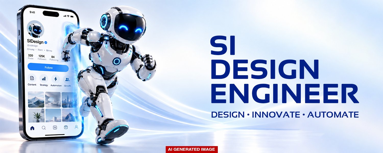 SI Design Engineer banner featuring a robot beside a smartphone and the words Design, Innovate, Automate.